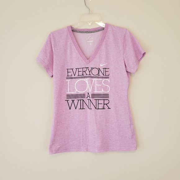 Nike Purple V-Neck T Shirt Everyone Loves Winner Graphic Tee Shirt Size Medium - Picture 1 of 5